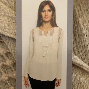 NWT Joseph A boho blouse crochet lace crinkle top